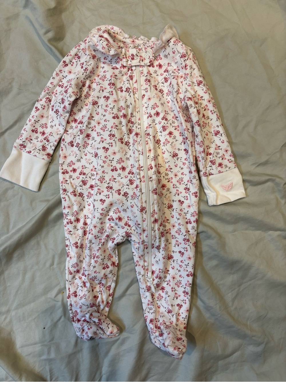 Petite Plume Pink Floral Zip Footie